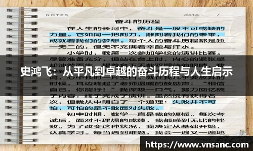 史鸿飞：从平凡到卓越的奋斗历程与人生启示